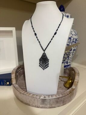 Black Rhinestone Chandelier Necklace
